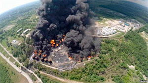Пожежа на нафтобазі під Васильковом посилилася через вибух