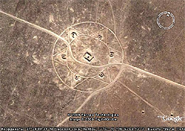 Зіркоподібний об`єкт невідомого походження в пустелі Невада (37º24'00.44" Пн.ш. by 116º52'05.16" Зх.д.)