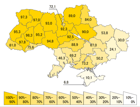 Кількість людей, для яких рідна мова - українська.