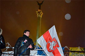 Алег Аучиньнікау на Майдані Незалежності у Києві